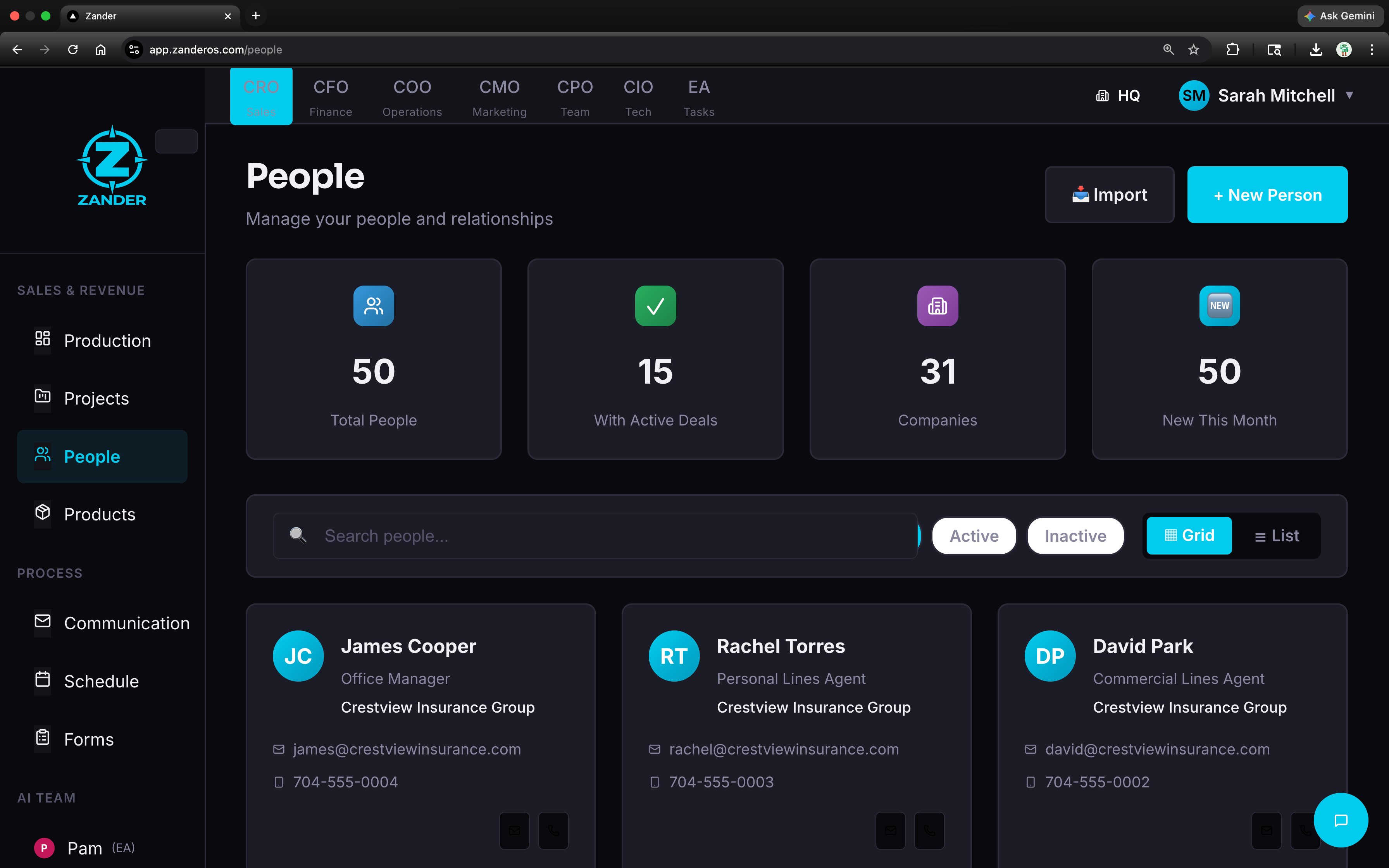 People & Contacts — every relationship, role, and deal in one place